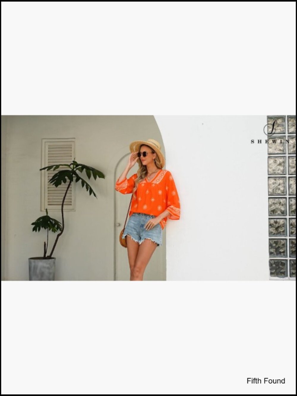 Womens Retro Print V Neck 3/4 Sleeve Boho Vacation Blouse Shirt - Picture 7 of 7